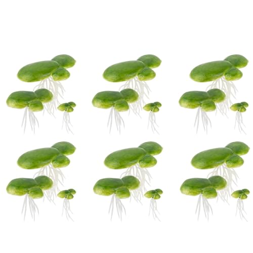 18 Pack Artificial Mini Duckweed with Root, Artificial Floating Plant Plastic Aquarium Simulation Floating Plants for Aquarium Tank Decor