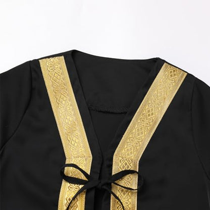 Newborn Baby Boys Muslim Ramadan Robe Long Sleeve Abaya Sets Eid Kaftan Dubai Islamic Outfits Arabic Kid Thobe - color: Black, size: 6-12 Months