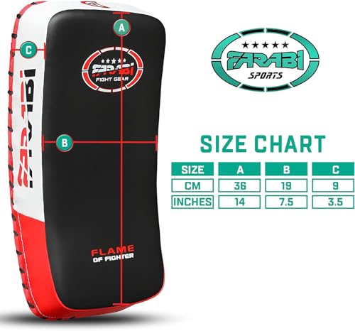 Farabi Thai Pad Training Kick Pad Curved Coaching Pad Kicking Mix Martial Arts x 1 Single Unit - color: Red (Pair)