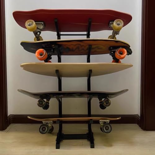 Rygcrud Floor Stand Skateboard Racks, Indoor Snowboard Storage for Skis/Longboard/Scooter, Commercial Display Rack Sports Mat Holder for Home, Garage, Gym(7 Tiers/H:119 CM) - size: 7 tiers/H:119 CM