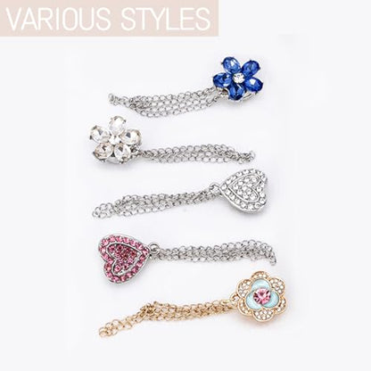 5Pack Magnetic Clothing Clips - Rhinestones Dress Sleeve Clips,Strong Hem Holder for Shortening and Decoration, for Women Girls