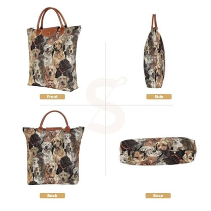 Signare Tapestry Foldable Tote Bag Reusable Shopping Bag Grocery Bag - color: Labrador Dog