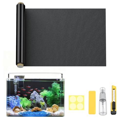 Pawfly Black Aquarium Background, 25.2" x 11.8", Static Cling Tank Background Wallpaper, No Glue Reusable PVC Fish Tank Backdrop, Easy to Install Aquarium Décor Background, Fish Tank Decoration - size: 25.2" x 11.8"