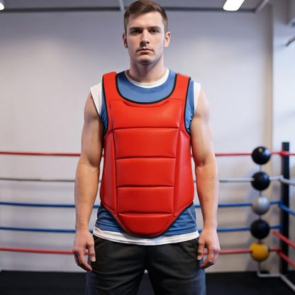 Boxing Body Protector, Reversible Chest Protector, Adjustable Taekwondo Sparring Gear, Sponge Boxing Training Equipment 160-180cm Equipment for Training Body Guard - color: Red & Blue