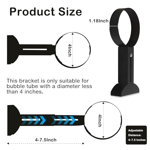 Wall Bracket for Sensory Bubble Fish Tube | 10–19cm Adjustable Dual-Ring Holder for 10cm Bubble Tube Lamps | Anti-Spill Support with Non-Slip Liner & Wide Stable Base