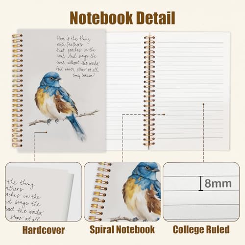 Likjad Inspirational Bird Spiral Notebook Journal 5.5x8.3, Motivational Journals for Writing, Inspirational Gifts for Women, Birds Lover Gift Hardcover Notebooks for Note Taking - color: Birds Lover