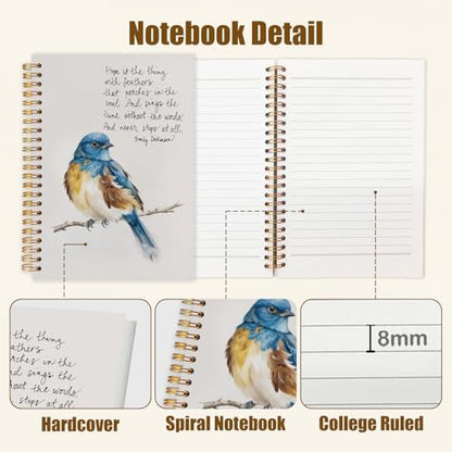 Likjad Inspirational Bird Spiral Notebook Journal 5.5x8.3, Motivational Journals for Writing, Inspirational Gifts for Women, Birds Lover Gift Hardcover Notebooks for Note Taking - color: Birds Lover