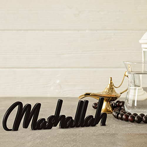 Yookeer 3 Pieces Wood Islamic Decor Bismillah Alhamdulillah Mashallah Home Decorations for Ramadan Gifts Wooden Letter Ramadan Table Decor Eid Mubarak Tabletop Wooden Sign for Desk Shelf Living Room