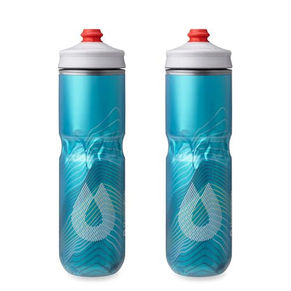 HydraPak | Polar Bottle - Polar Surge Insulated Bike Water Bottle 2-Pack - High Flow, Cycling & Sports Squeeze Bottle (Ascent Blue, 700ml / 24oz) - color: Ascent Blue, style: 24oz/700ml