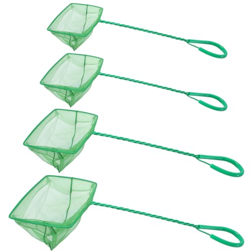 Aquarium Fish Net, 4 Pack, 4 Sizes (3in, 4in, 5in, 6in) | Quick Catch, Mesh Nylon, Square Fish Nets, With Handle