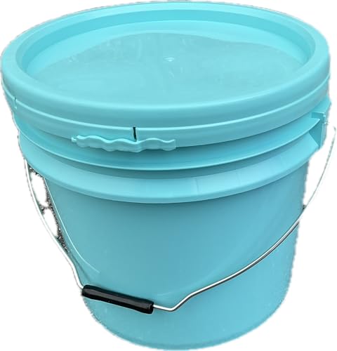 Bucket 4 Gallon Aqua Blue Plastic Bucket with Handle and Lid, 1Pack Food Storage Pail for All Purpose