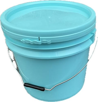 Bucket 4 Gallon Aqua Blue Plastic Bucket with Handle and Lid, 1Pack Food Storage Pail for All Purpose