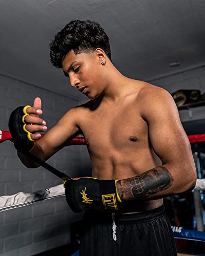 Title Boxing Attack Nitro Speed Wraps 2.0 - Boxing Wraps, Quick Wraps Boxing, Boxing Hand Wraps, Hand Wraps for Boxing Gloves, MMA Gloves, Wrist Wraps Boxing, Muay Thai Hand Wraps, Knuckle Protection - color: Black/Yellow, size: X-Large