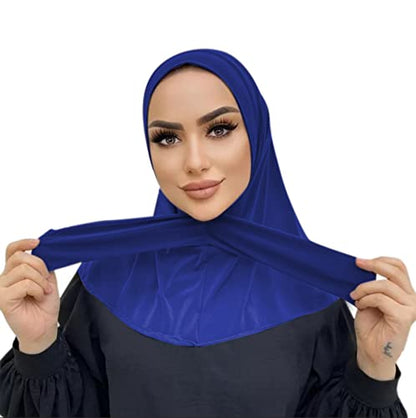 Suillty Fashion Muslim Hijab for Women Instant Snap Fastener Hijab Inner Cap Full Cover Head Wraps Scarf Islam Turban Caps - color: Blue