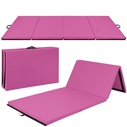 Best Choice Products 8 ft x 4 ft Gymnastics Mat, 4-Fold Foam Exercise Gym Floor Mat for Workout, Yoga, Aerobics, Martial Arts w/Handles - Multicolor