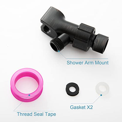 OFFO Shower Head Holder with Solid Metal Ball for Handheld Shower Head, Oil Rubbed Bronze Adjustable Shower Arm Mount for Connecting, 1/2 in IPS Female Inlet and Male Outlet - style: Oil Rubbed Bronze