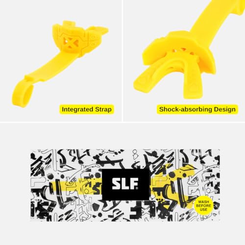 SLEEFS X Yellow Football Mouth Guard - Lip/Mouthguard with Helmet Strap - Lip/Teeth Protector Mouthpiece - Moldable - for Youth/Adults, Men & Women Mouth Guard, Maximum Air Flow, Lacrosse, All Sports - color: Yellow