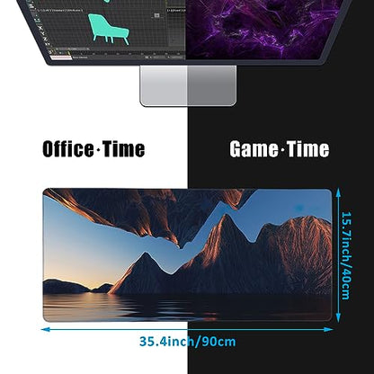 Fantasy Landscape Large Gaming Mouse Pad,Waterproof Desk Mat for Desktop,Non-Slip Rubber Base Mousepad with Stitched Edges for Laptop Office and Home 35.4X15.7 Inch - color: Fantasy Landscape