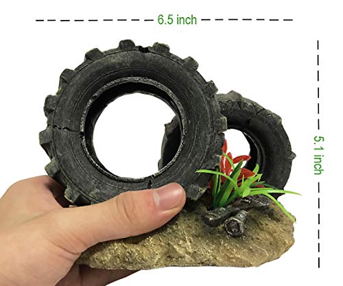 SLOCME Resin Aquarium Tyre Decorations - Fish Tank Tyre Ornament Aquarium Environment Friendly Decorations