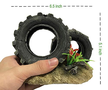 SLOCME Resin Aquarium Tyre Decorations - Fish Tank Tyre Ornament Aquarium Environment Friendly Decorations