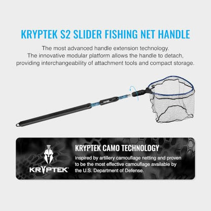 EGO S2 Kryptek Slider Fishing Net, Adjustable, Interchangeable Heads - size: Kryptek 29" to 60" Handle, 17" x 19" Hoop, style: Pvc Coated Mesh