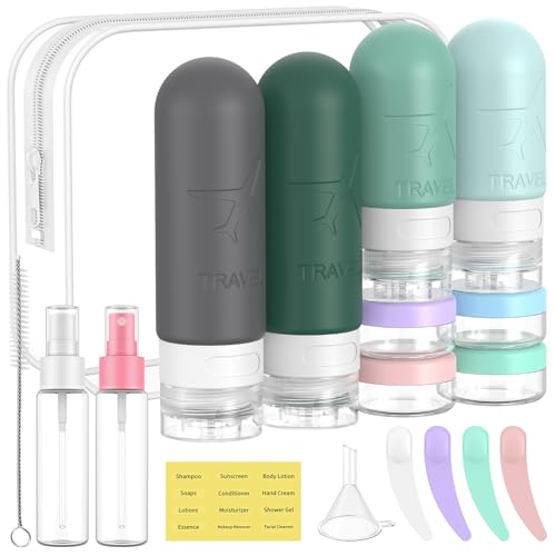 ME.FAN 18 Pack Travel Bottles for Toiletries, TSA Approved, Blue - color: Blue