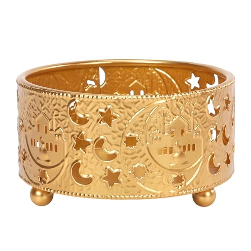 Gold Ramadan Kareem Iron Tray Moon Star Shaped Decorations Eid Mubarak Gift Box Dessert Tray Craft Islam Muslim Party Festival Table Decor - color: Star-moon