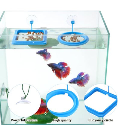 2Pcs Fish Feeding Ring, 2 Feeding Ring for Tank with 1pcs Betta Fish Live Plant, Betta Feeder for Aquarium Decor, Goldfish Tank Accessories