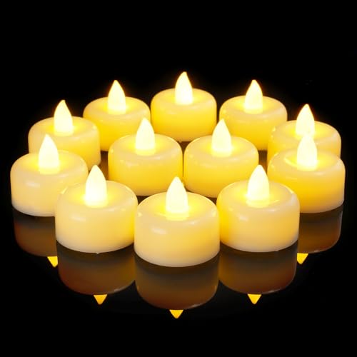 Amagic 24Pack Flameless LED Tea Lights Candles Battery Operated, Warm Ivory - color: Ivory, size: 24 Pack
