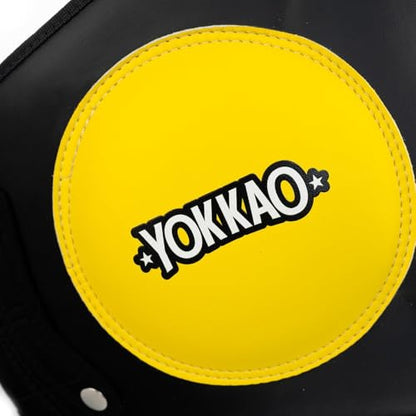 YOKKAO Belly Pad - Leather | Heavy-Duty Padding | Produced at Factory, Thailand | Muay Thai | 5 Colors - color: Yellow/Black