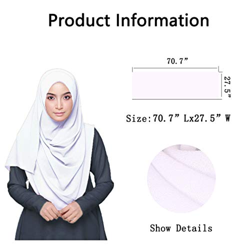 LMVERNA Solid Color Bubble Chiffon Scarf for Women Fashion Soft Hijab Long Scarfs Wrap Scarves - color: White