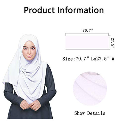 LMVERNA Solid Color Bubble Chiffon Scarf for Women Fashion Soft Hijab Long Scarfs Wrap Scarves - color: White