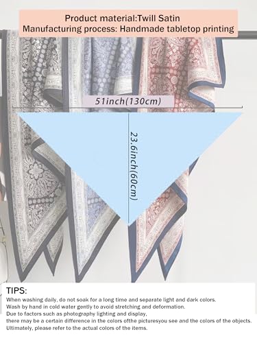 Triangle Shawls Scarf Head Hair Neck For Women Scarves Fashion Silk Feeling Lady Lightweight 51 * 23.6inch - color: K11-red and White Small Patterns（51*23.6inch）