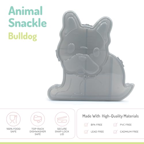melii Animal Shaped Snackle Box - Divided Snack Container, Food Storage for Kids, Removable Dividers, Arts & Crafts, Beads, BPA-Free - Bulldog - color: Bulldog