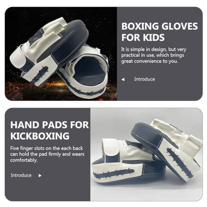 ABOOFAN Focus Mitts and Hand Pads for Kickboxing Muay Thai, Upgraded Thickened Curved Training Strike Shield, Black and White, Portable Martial Arts Boxing Target for Men and Women