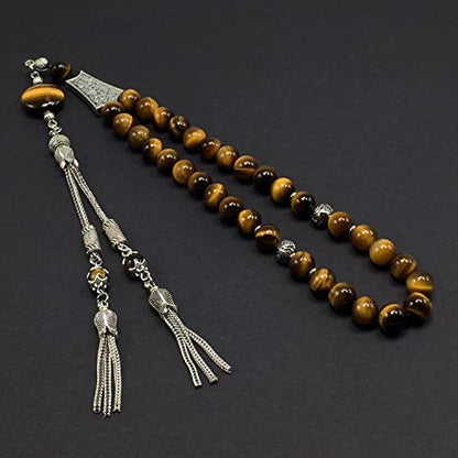 Design -Tiger Eye Stone Series Worry Beads - Prayer Beads (8 mm-33 Beads) Tesbih-Tasbih-Tasbeeh-Misbaha-Masbaha-Subha-Sebha-Sibha-Rosary (Stylist Prayer Beads (8 mm-33 Beads)) - color: Stylist Prayer Beads (8 mm-33 Beads)