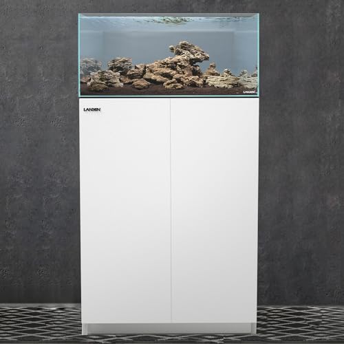 Aquarium Wooden Stand and Cabinet for up to 16 Gal Tank, Fish Reptile Sea Salt WaterTank Stand, Nano Foam Leveling Mat Included, W23.6xD11.8xH31.5 in, Wooden Matte White Painted(Stand Only) - color: White, size: W23.6xD11.8xH31.5in(60x30x80cm)