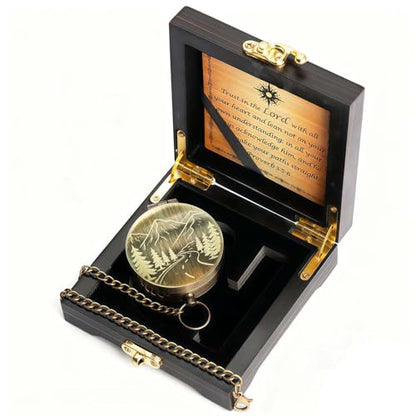 God's Guide & Blessing Compass, Trust in The Lord Compass, Wood Box Greeting, Inspirational Gift Men, Christian Boys Baptism Gifts, Graduation Day with Wooden Box - color: 6.Bronze To My Son Gift love Wooden Box