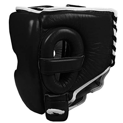 TITLE Boxing Leather Sparring Headgear - MMA & Muay Thai Protection - color: Black, size: Standard