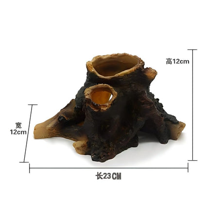 Resin Driftwood Aquarium Decoration, Hollow Stump Hidden cave, Fish Tank Landscape Decoration, Aquarium Accessories 23cm x 12cm