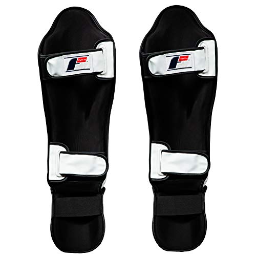 Title Boxing Fighting Sports S2 Gel Power Shin & Instep Guards, White/Black, Regular