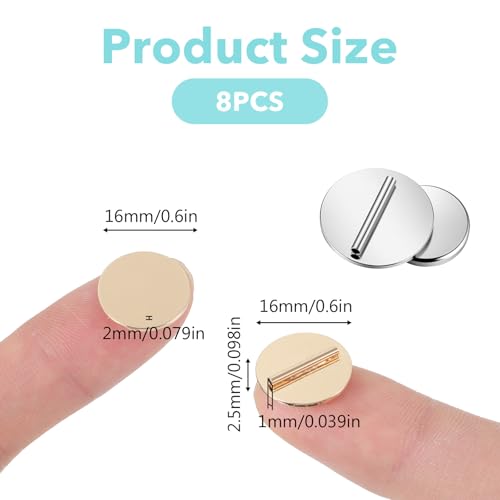 8 Pairs Magnetic Pin Backs - Invisible Metal Backs for Thin Fabric Strong Magnetic Brooch Converter for Hijab, Shawl, Scarf, Enamel Pins, and Clothes (4 Gold, 4 Silver)