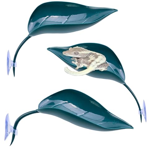3pcs Crested Gecko Hide，Wall Climbing Gecko Toy，Reptile Leaf，Crested Gecko Tank Accessories，Turtle Tank Decorations，Tree Frog Terrarium Accessories (Grass Green) - color: Grass Green