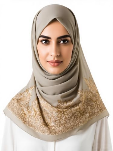 K-Elewon Large Square Scarf 51" Headscarf Chiffon Fashion Scarves Turbans Hair Wrapping Scarfs - color: B-beigi Grey