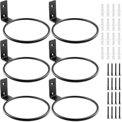 Jiozermi 6 Pack 8 inch Flower Pot Holder Ring, Wall Mounted Black | Flower Pot Holder Ring Wall Mounted Set Wall Mounted Metal Planter Hanger Matte Black Hanging Plant Holder - size: 8 Inch-6Pcs