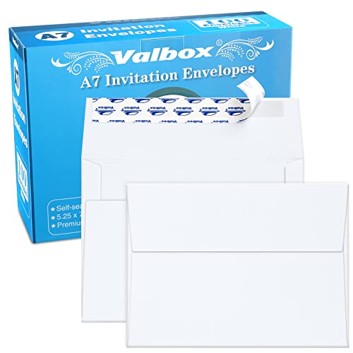 ValBox 5x7 Envelopes for Invitation 100 Qty A7 Envelopes Self Seal White, Printable Paper Envelope for 5x7 Cards, Weddings, Baby Shower, Stationery, Office, 5.25 x 7.25 Inches - color: White, size: A7 (5.25 x 7.25 Inches)