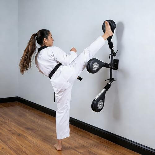 Taekwondo Kick Pad Target, Kicking Pads with Mounting Bracket for Martial Arts Training Tae Kwon Do Karate Kickboxing, Hands-Free - size: 3 Kicking Targets
