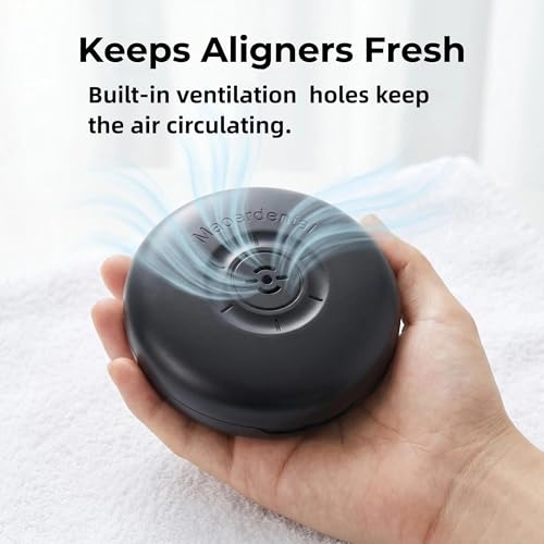 2 Pack Retainer Case with Vent Hole, Compatible with Invisalign | Portable Slim Travel Aligner Case,Secure Magnetic Closure-Food Grade Silicone Pad(2 Pack Black+Gray Silicone) - color: 2 Pack Black+gray Silicone