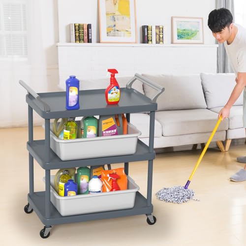 24 L Commercial Bus Tub, Plastic Bus Tubs, 6 Packs, Light Gray | Dish Tubs Restaurant, Food Service Bus Box - size: 24 L