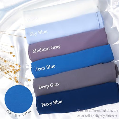 Heavy Not Easily See Through Long Chiffon Hijab Scarf for Women, Amazing Smooth Muslim Head Scarves - color: Navy Blue